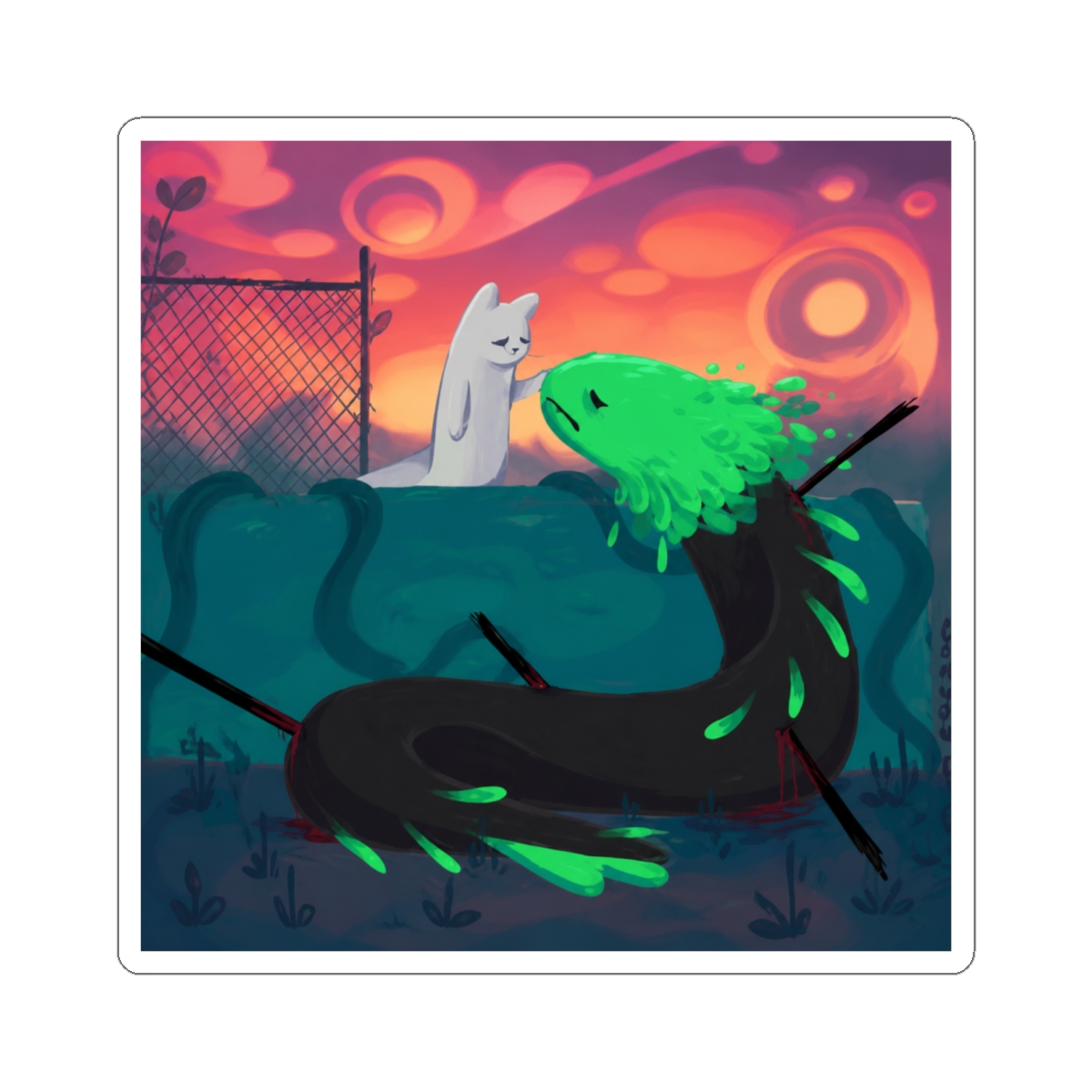 Rain world design Sticker - alternate angle 2, merchandise